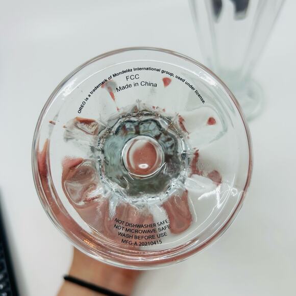 Set Of 2 Oreo Cookie Ice Cream Sundae Float Clear Milkshake Drinking Glassware - Picture 3 of 4